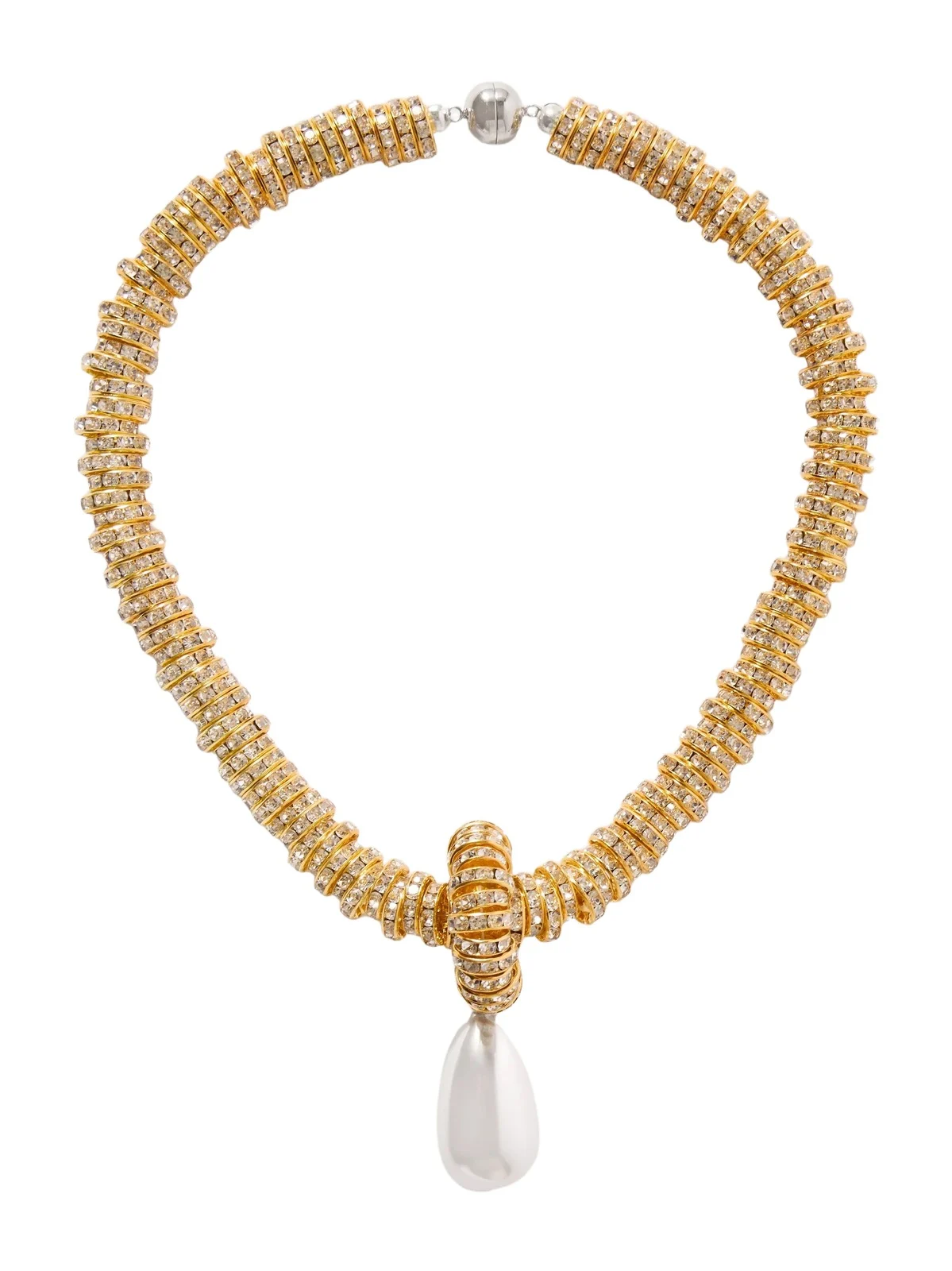 Gold-tone Faux Pearl And Swarovski Crystal Necklace Gold-tone Faux Pearl And Swarovski Crystal Necklace