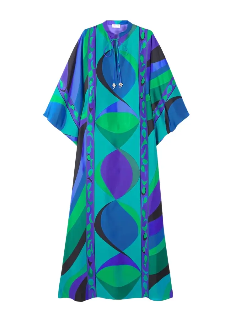 PUCCI Embellished Printed Silk-twill Kaftan | Image 1 PUCCI Embellished Printed Silk-twill Kaftan | Image 1