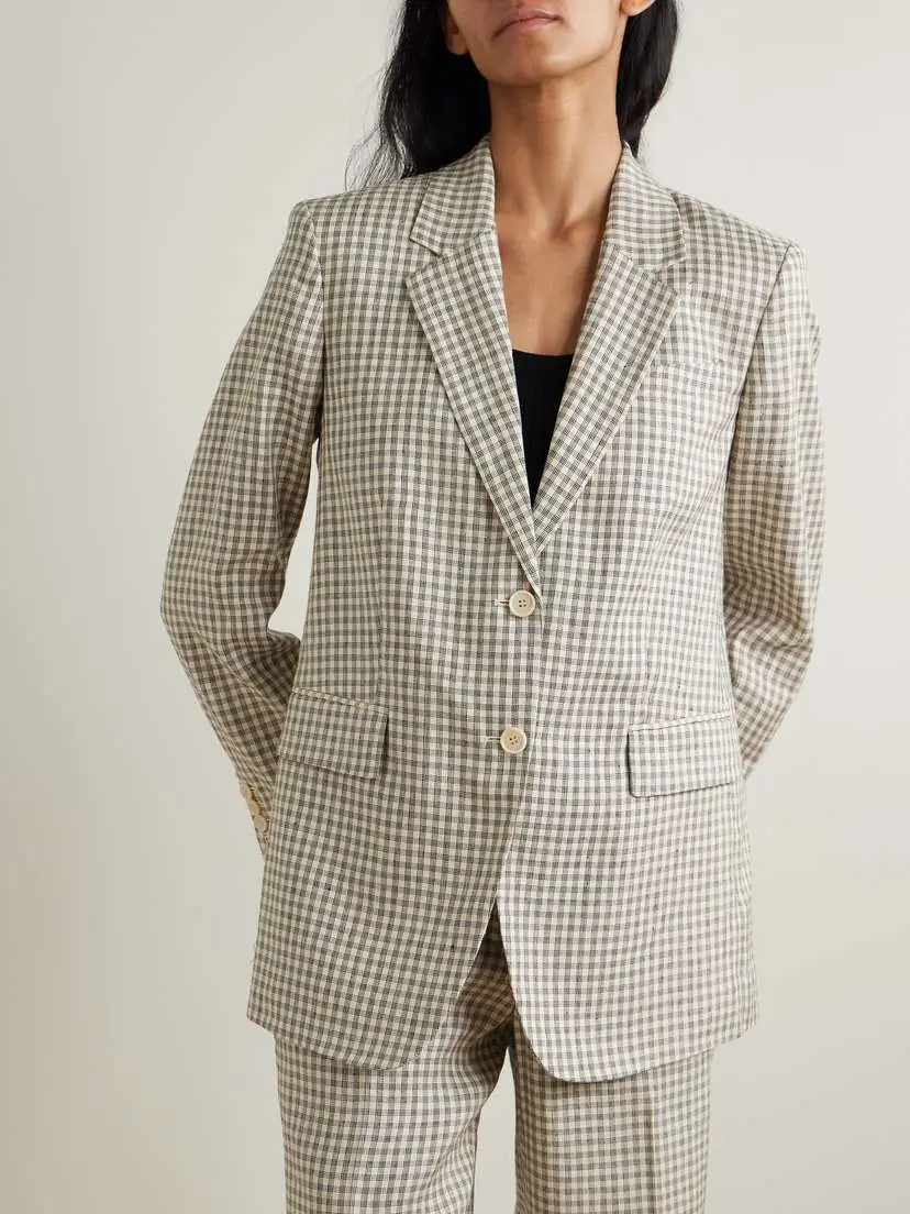Theory Checked Linen-blend Blazer | Thumbnail 3 Theory Checked Linen-blend Blazer | Thumbnail 3