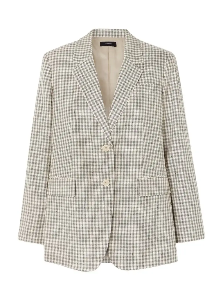 Theory Checked Linen-blend Blazer | Thumbnail 1 Theory Checked Linen-blend Blazer | Thumbnail 1