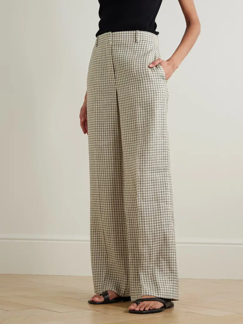 Theory Checked Linen-blend Wide-leg Pants | Thumbnail 3 Theory Checked Linen-blend Wide-leg Pants | Thumbnail 3