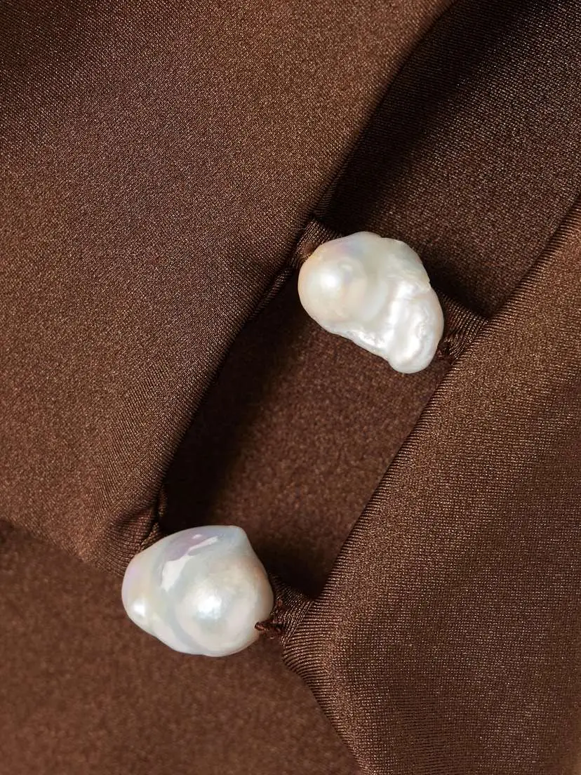SARA CRISTINA Ocean Pearl-embellished Cutout Stretch-econyl® Swimsuit | Thumbnail 4 SARA CRISTINA Ocean Pearl-embellished Cutout Stretch-econyl® Swimsuit | Thumbnail 4