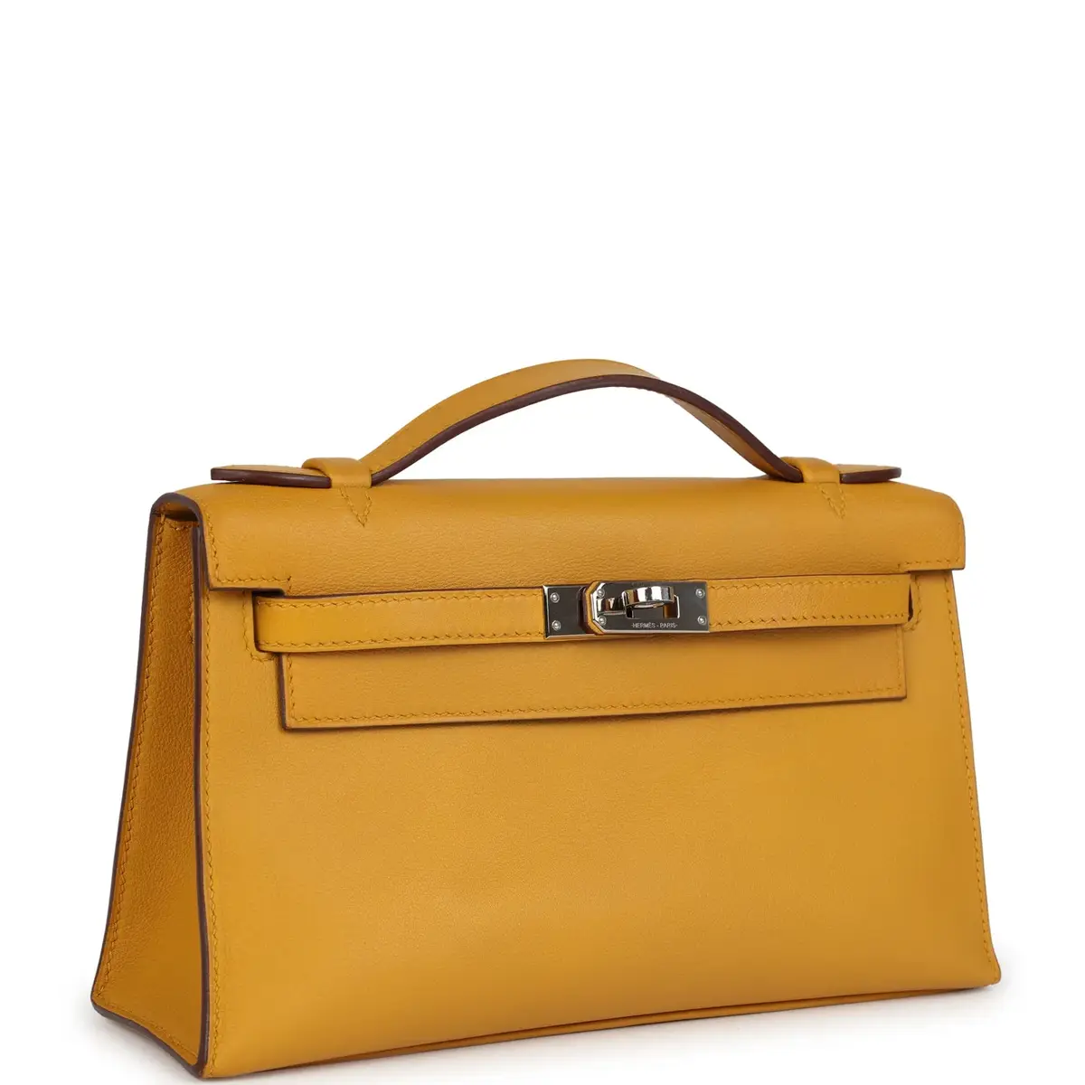 HERMÈS Pre-owned Hermes Kelly Pochette Jaune Ambre Swift Palladium Hardware | Thumbnail 2