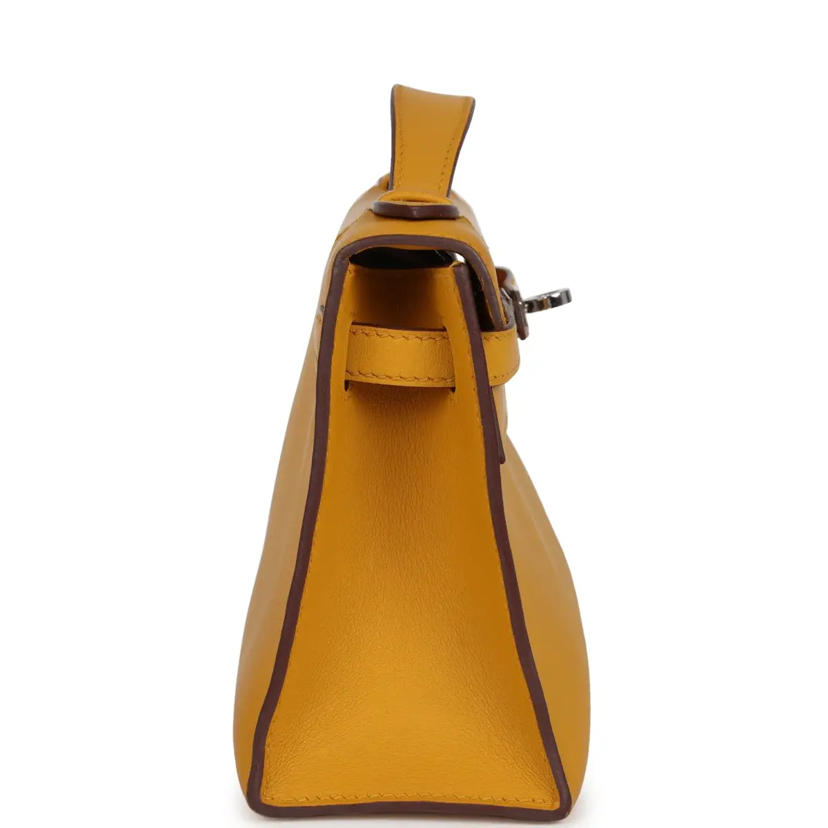 HERMÈS Pre-owned Hermes Kelly Pochette Jaune Ambre Swift Palladium Hardware | Thumbnail 4
