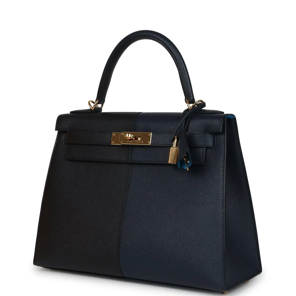 HERMÈS Pre-owned Hermes Kelly Sellier 28 Casaque Bleu Indigo, Black, Bleu Frida Epsom Palladium Hardware | Thumbnail 3 HERMÈS Pre-owned Hermes Kelly Sellier 28 Casaque Bleu Indigo, Black, Bleu Frida Epsom Palladium Hardware | Thumbnail 3