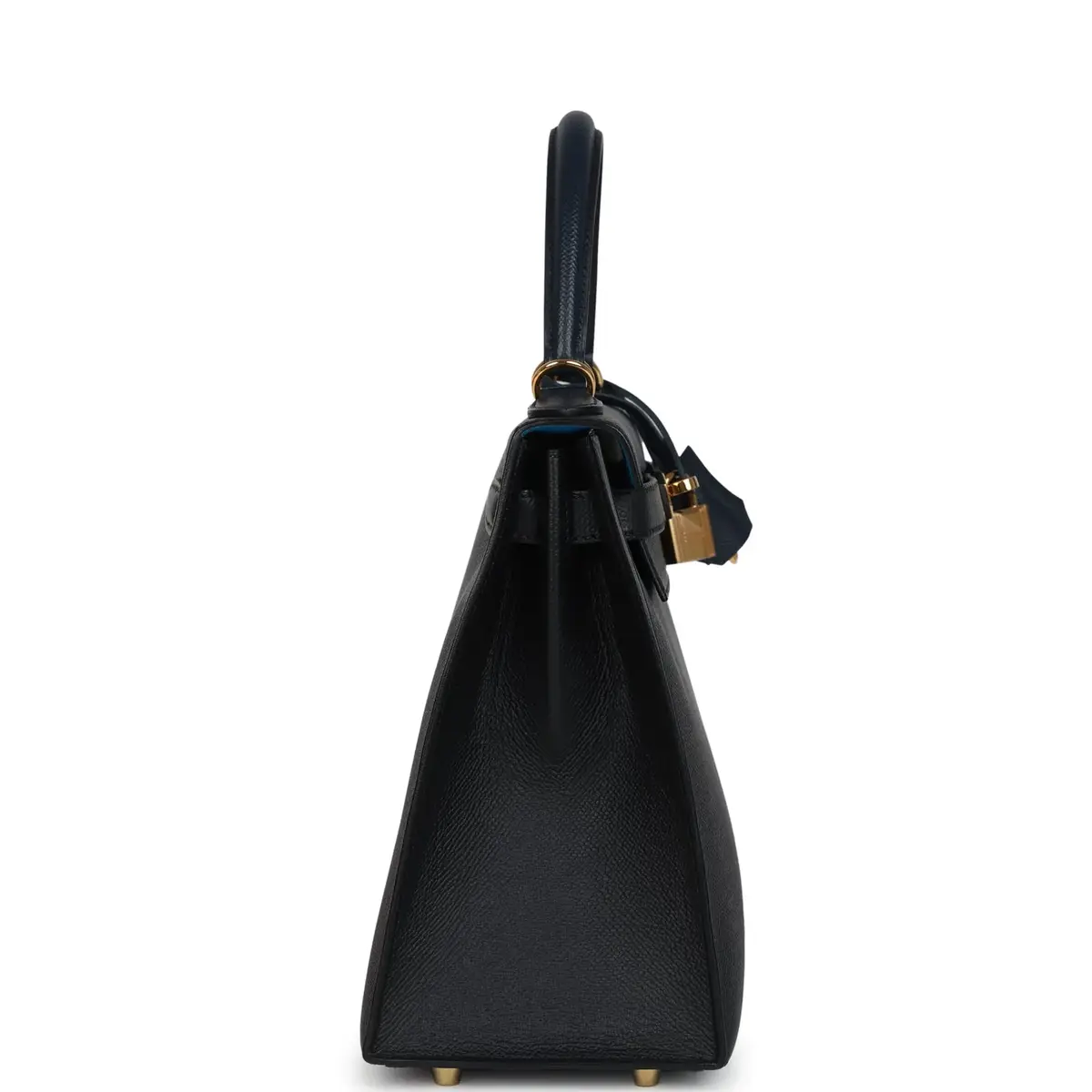 HERMÈS Pre-owned Hermes Kelly Sellier 28 Casaque Bleu Indigo, Black, Bleu Frida Epsom Palladium Hardware | Thumbnail 4 HERMÈS Pre-owned Hermes Kelly Sellier 28 Casaque Bleu Indigo, Black, Bleu Frida Epsom Palladium Hardware | Thumbnail 4