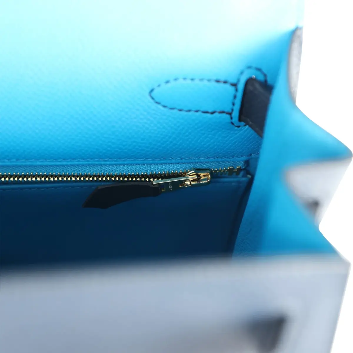 HERMÈS Pre-owned Hermes Kelly Sellier 28 Casaque Bleu Indigo, Black, Bleu Frida Epsom Palladium Hardware | Thumbnail 8 HERMÈS Pre-owned Hermes Kelly Sellier 28 Casaque Bleu Indigo, Black, Bleu Frida Epsom Palladium Hardware | Thumbnail 8