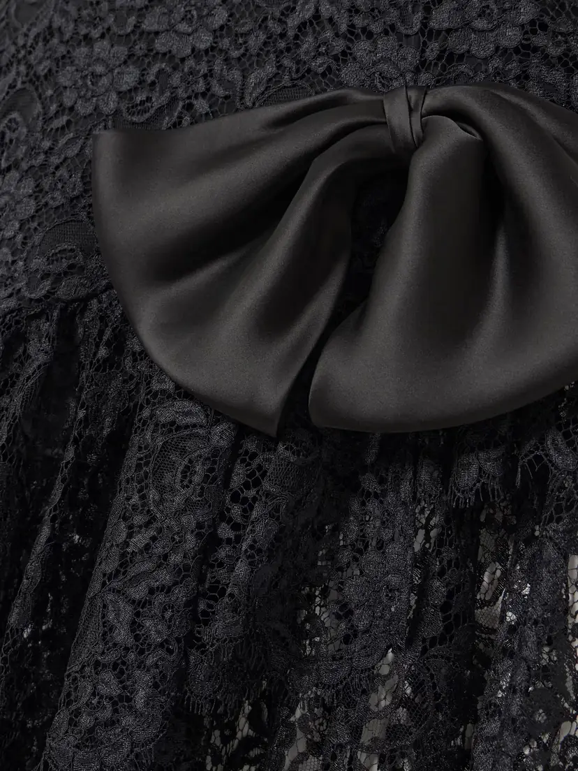 Alessandra Rich Bow-detailed Strapless Asymmetric Silk-lace Dress | Thumbnail 4 Alessandra Rich Bow-detailed Strapless Asymmetric Silk-lace Dress | Thumbnail 4