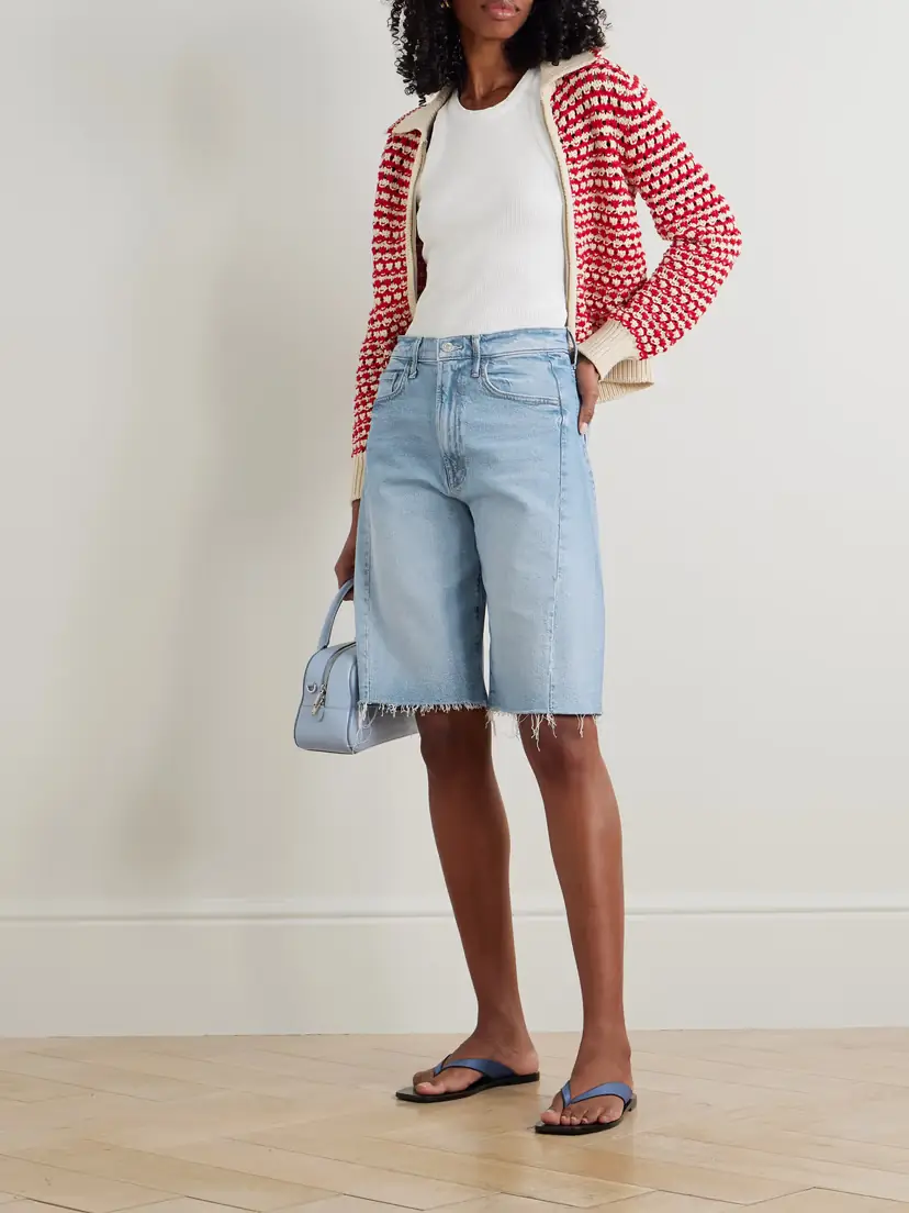 Mother The Half Pipe Bermuda Fray Denim Shorts | Thumbnail 2 Mother The Half Pipe Bermuda Fray Denim Shorts | Thumbnail 2