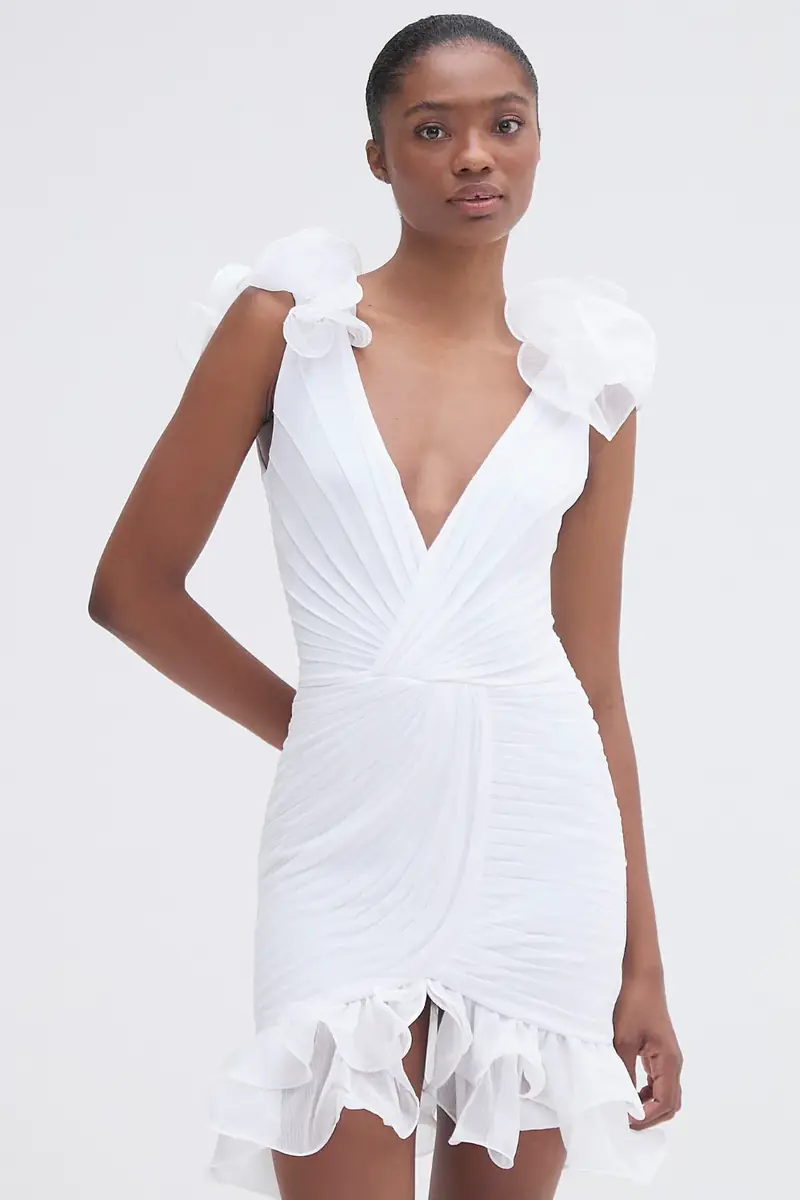 PatBo SILK PLISSE FLUTTER MINI DRESS | Thumbnail 4 PatBo SILK PLISSE FLUTTER MINI DRESS | Thumbnail 4