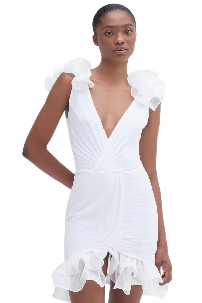 PatBo SILK PLISSE FLUTTER MINI DRESS