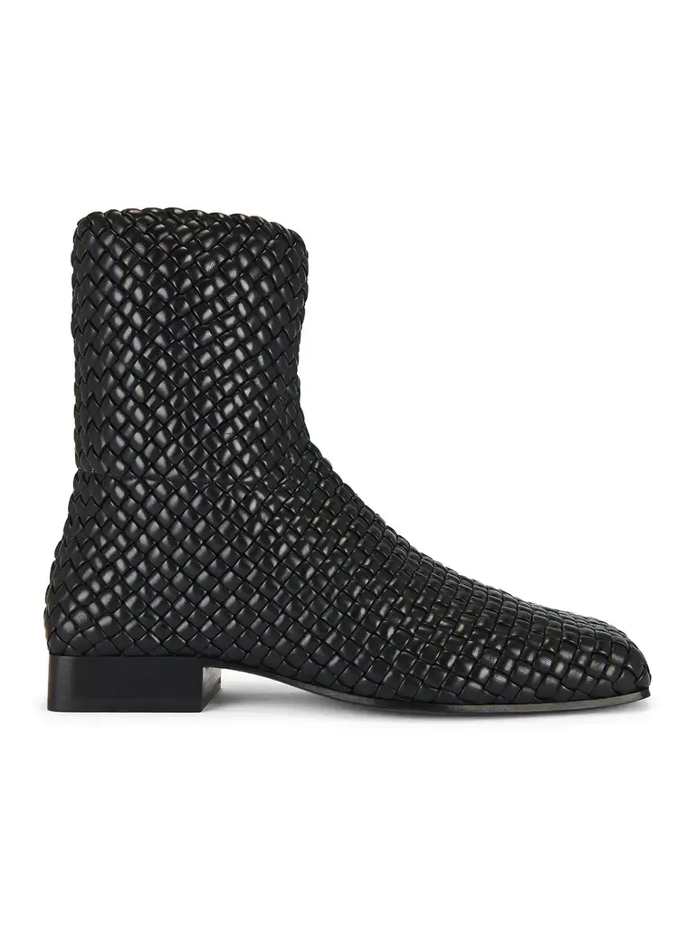 Bottega Veneta Zipped Padded Intreccio Supple Lambskin Ankle Boot