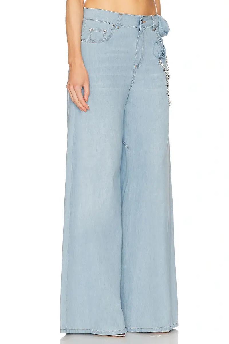 AREA Crystal Rosette Wide Leg Jeans | Thumbnail 4 AREA Crystal Rosette Wide Leg Jeans | Thumbnail 4