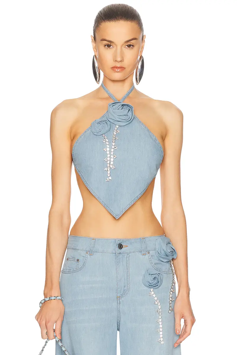 AREA Crystal Rosette Handkerchief Top | Thumbnail 3 AREA Crystal Rosette Handkerchief Top | Thumbnail 3