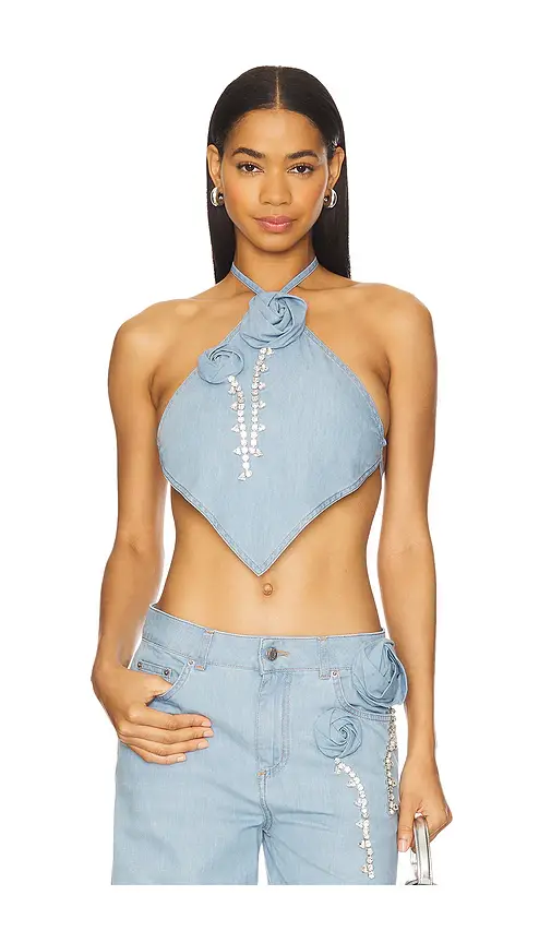 AREA Crystal Rosette Handkerchief Top | Image 1 AREA Crystal Rosette Handkerchief Top | Image 1