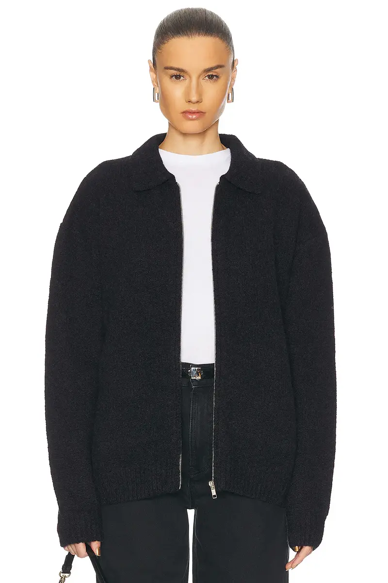Aya Muse Knit Zip Up Jacket With Collar | Image 1 Aya Muse Knit Zip Up Jacket With Collar | Image 1