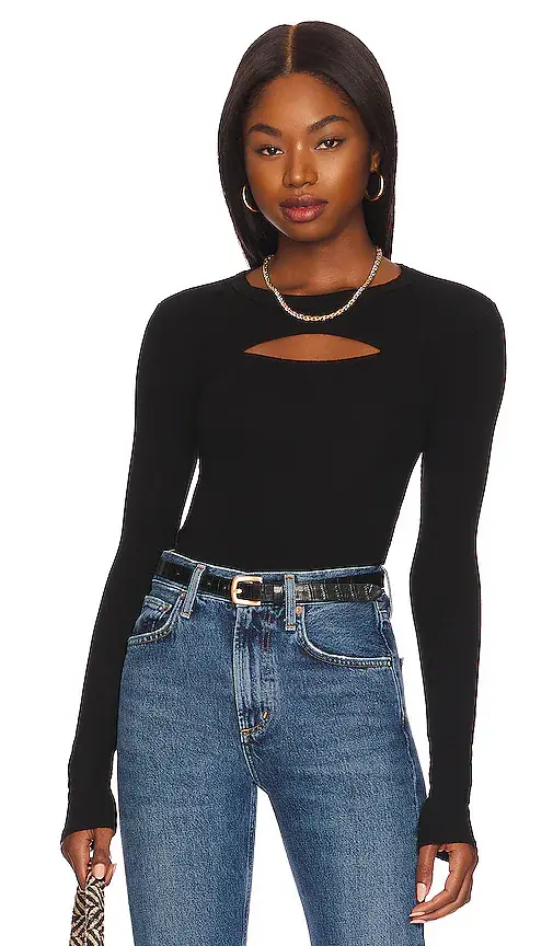 Enza Costa Silk Knit Cutout Crew | Image 1 Enza Costa Silk Knit Cutout Crew | Image 1