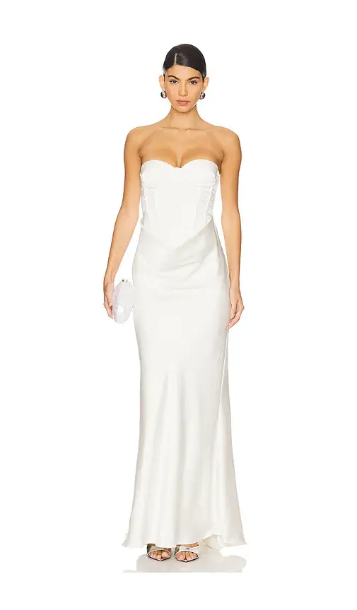 ROTATE Satin Pearl Corset Dress | Image 1 ROTATE Satin Pearl Corset Dress | Image 1
