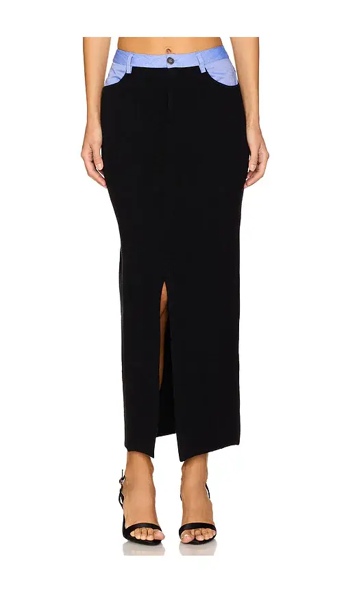 NAADAM Cotton Cashmere Mixed Media Midi Skirt | Image 1 NAADAM Cotton Cashmere Mixed Media Midi Skirt | Image 1
