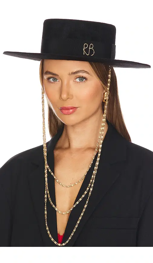Ruslan Baginskiy Monogram-embellished Canotier Hat | Image 1 Ruslan Baginskiy Monogram-embellished Canotier Hat | Image 1