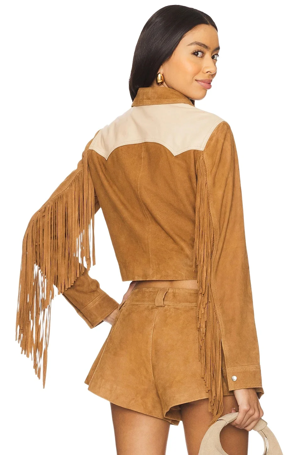 Understated Leather Combo Fringe Jacket