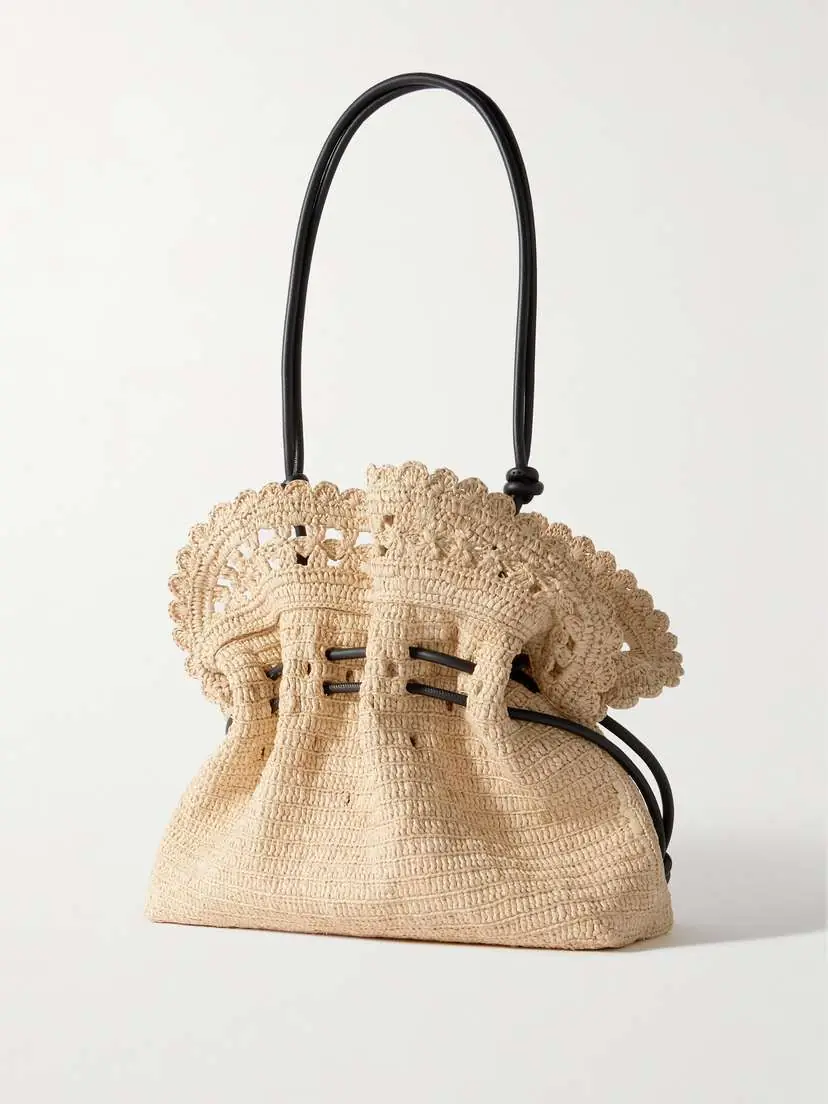 Loewe + Paula's Ibiza Flamenco Leather-trimmed Woven Raffia Shoulder Bag | Thumbnail 3 Loewe + Paula's Ibiza Flamenco Leather-trimmed Woven Raffia Shoulder Bag | Thumbnail 3