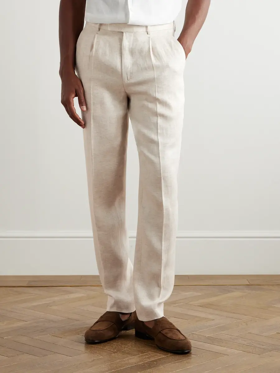 Zegna Slim-Fit Straight-Leg Oasi Linen-Twill Suit Trousers - Men | Thumbnail 3