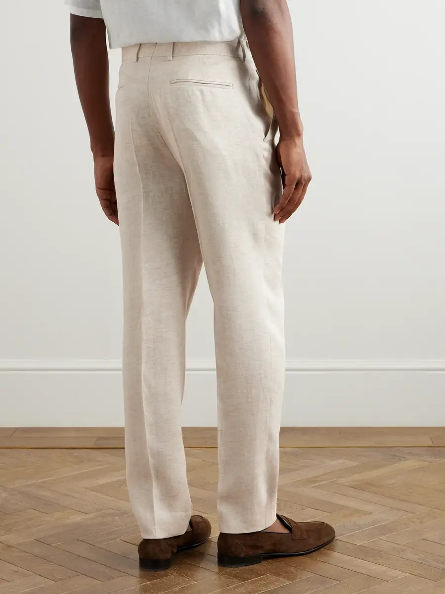 Zegna Slim-Fit Straight-Leg Oasi Linen-Twill Suit Trousers - Men | Thumbnail 4