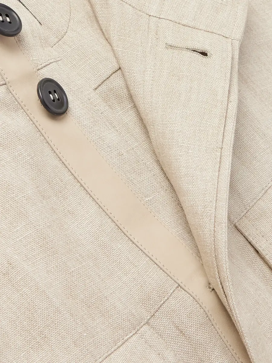 Zegna Leather-Trimmed Linen Overshirt - Men | Thumbnail 5 Zegna Leather-Trimmed Linen Overshirt - Men | Thumbnail 5