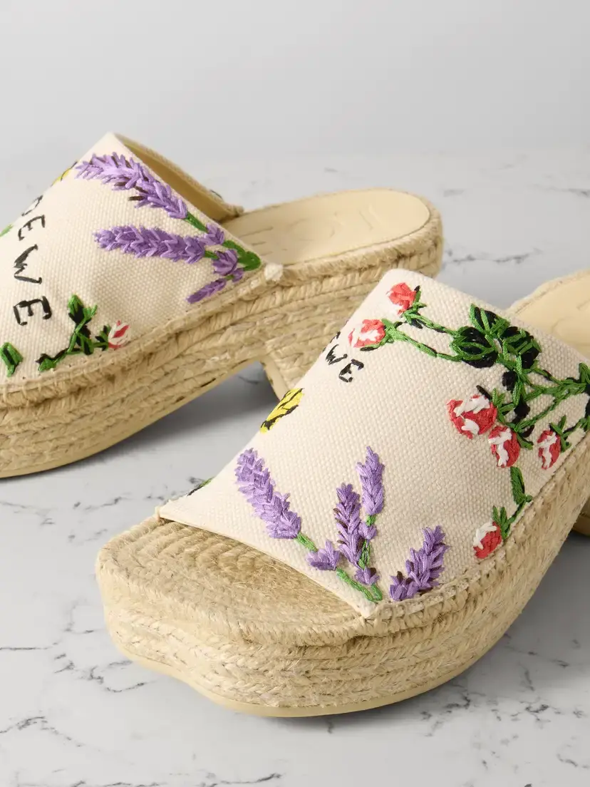 Loewe + Paula's Ibiza Petal Embroidered Canvas Platform Espadrille Mules | Thumbnail 4 Loewe + Paula's Ibiza Petal Embroidered Canvas Platform Espadrille Mules | Thumbnail 4