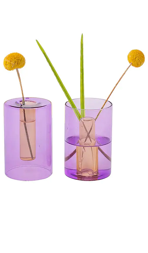 Block Design Small Reversible Glass Vase