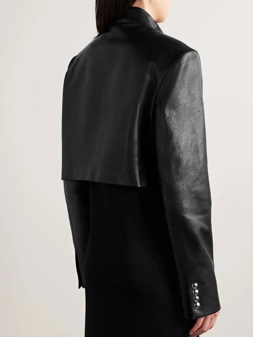 Khaite Samuelson Cropped Leather Jacket | Thumbnail 3