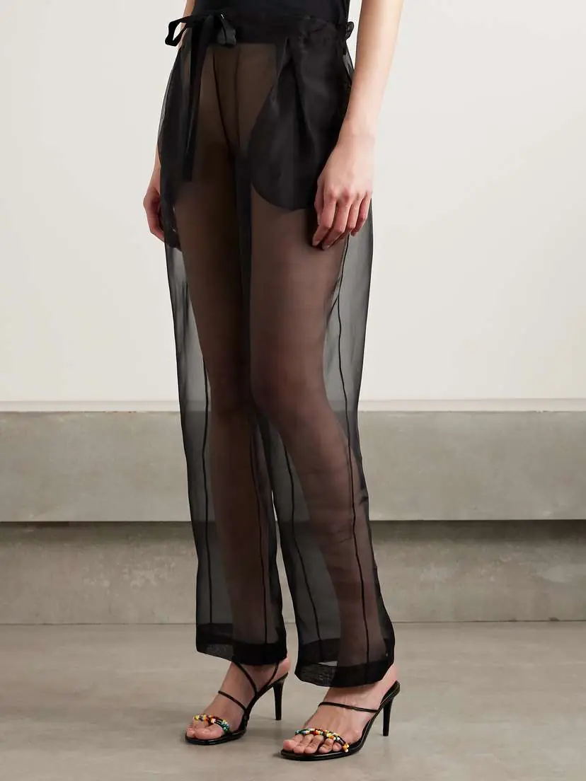 Khaite Trenton Pleated Silk-organza Tapered Pants | Thumbnail 3 Khaite Trenton Pleated Silk-organza Tapered Pants | Thumbnail 3