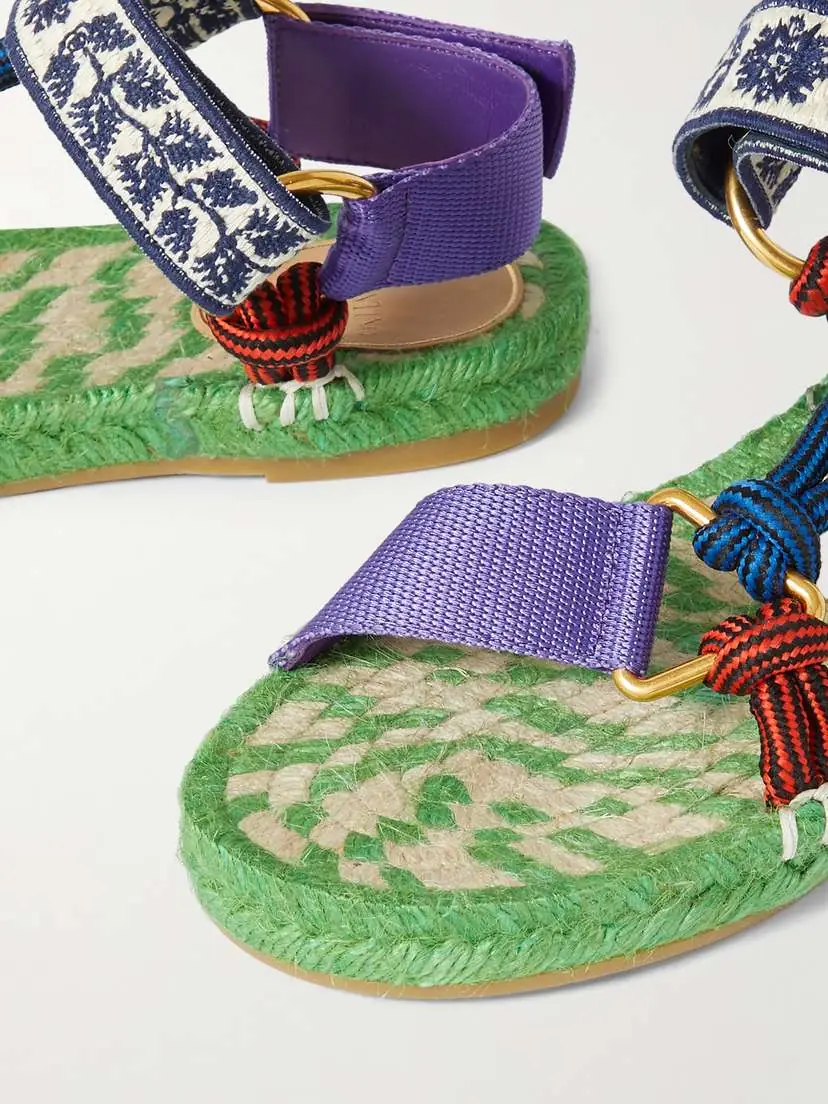 Valentino Garavani Grosgrain, Cord And Jacquard Espadrille Sandals | Thumbnail 4 Valentino Garavani Grosgrain, Cord And Jacquard Espadrille Sandals | Thumbnail 4