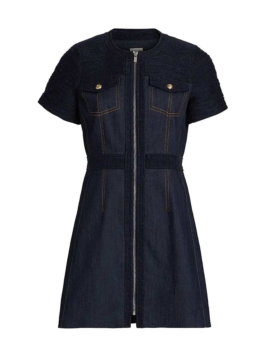 Cinq à Sept Women's Layla Braided Tweed Minidress - Navy Indigo | Image 1 Cinq à Sept Women's Layla Braided Tweed Minidress - Navy Indigo | Image 1