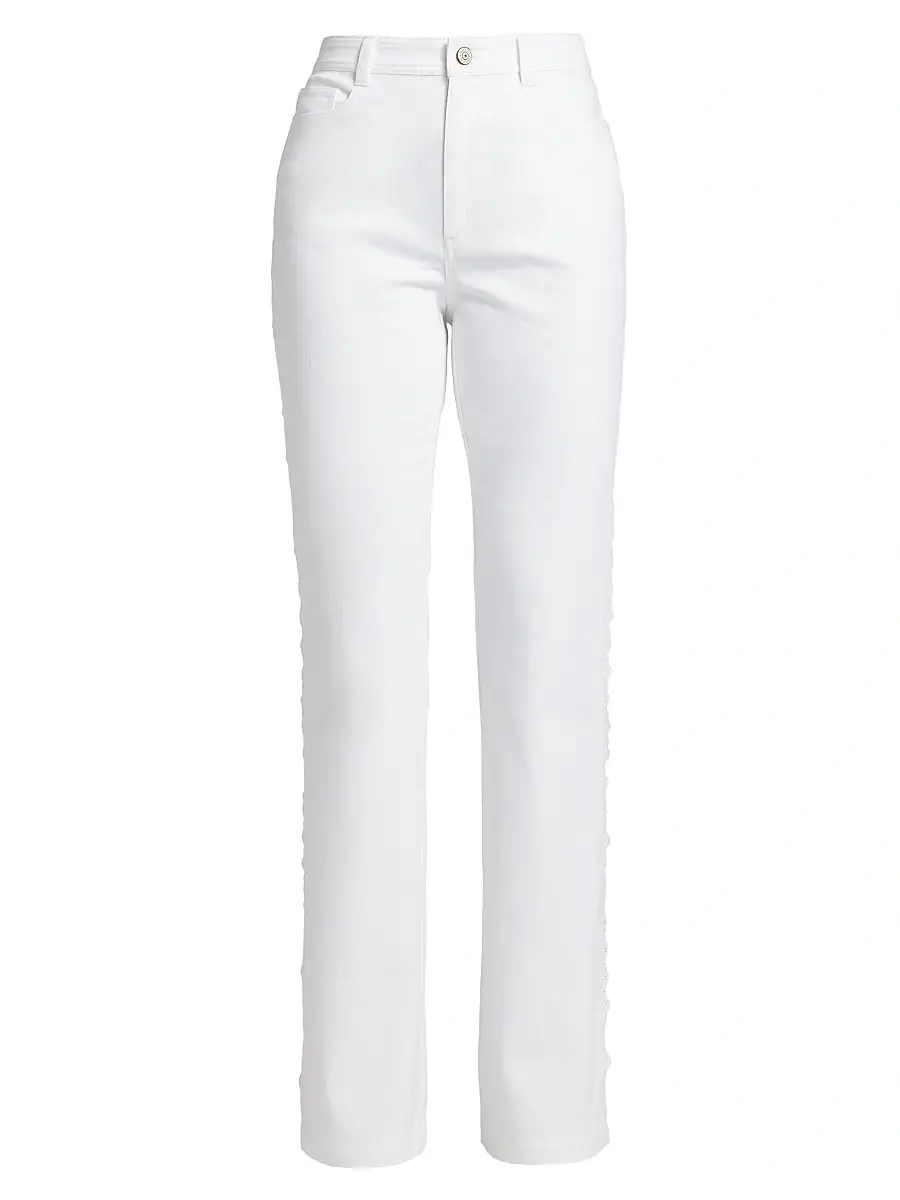 Cinq à Sept Women's Shailene Lace High-Rise Straight-Leg Jeans - White | Image 1 Cinq à Sept Women's Shailene Lace High-Rise Straight-Leg Jeans - White | Image 1
