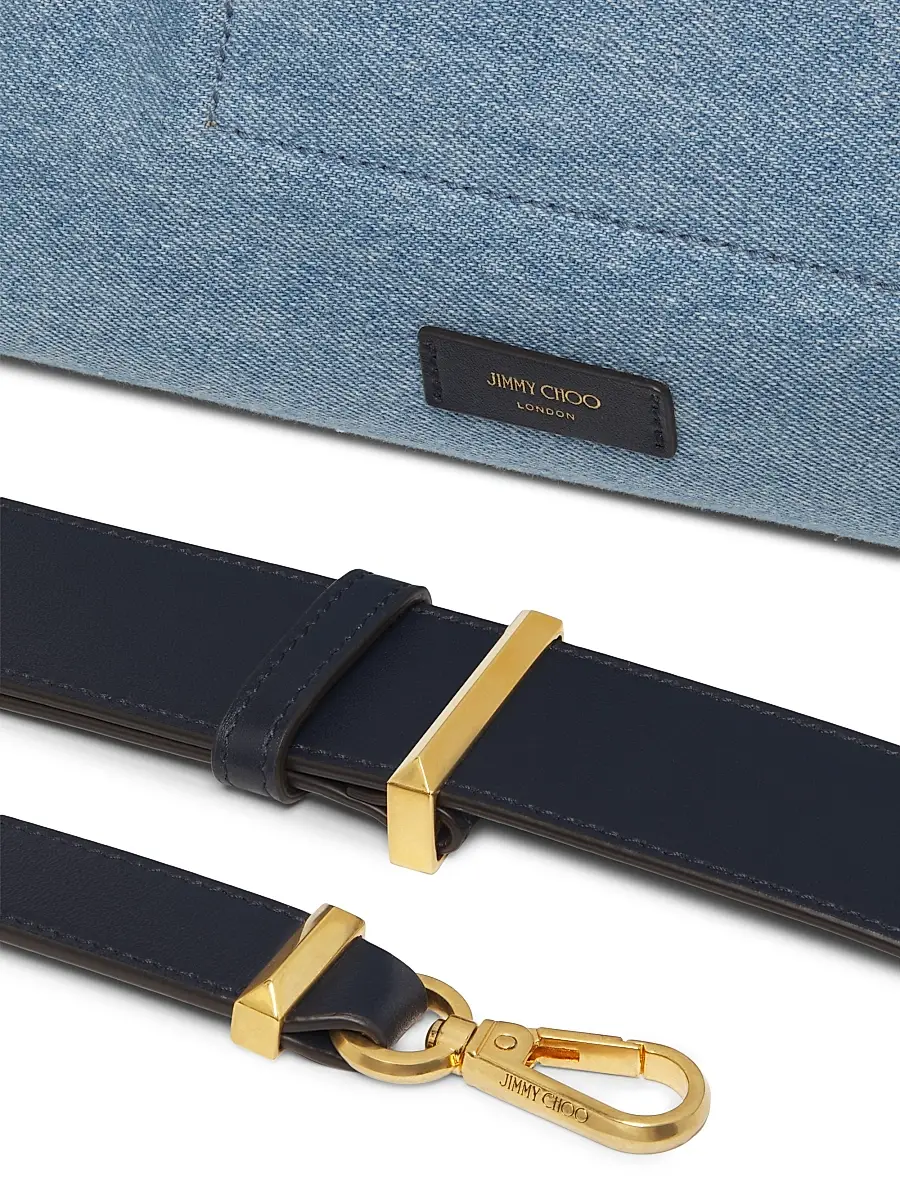 Jimmy Choo Women's Bon Bon Eyelet Embroidered Denim Shoulder Bag - Blue Haze Gold | Thumbnail 6 Jimmy Choo Women's Bon Bon Eyelet Embroidered Denim Shoulder Bag - Blue Haze Gold | Thumbnail 6