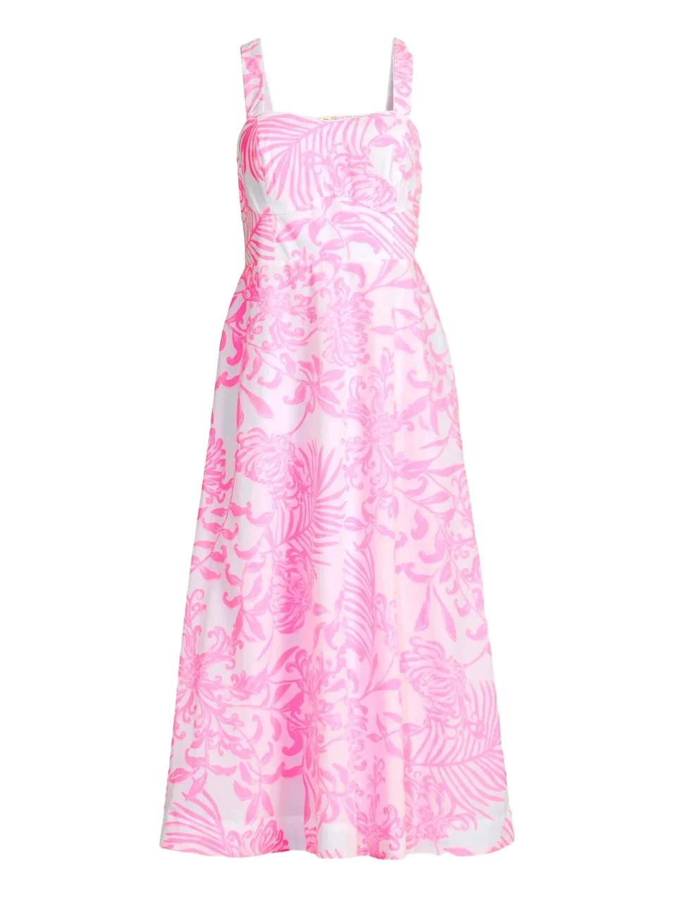 Women's Palm Print Poplin Midi-Dress