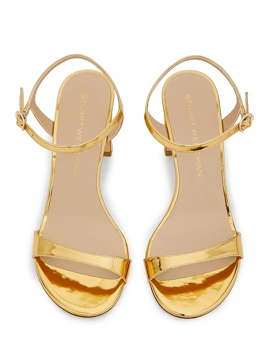 Stuart Weitzman Women's Babette 85MM Metallic Leather Sandals | Thumbnail 4 Stuart Weitzman Women's Babette 85MM Metallic Leather Sandals | Thumbnail 4