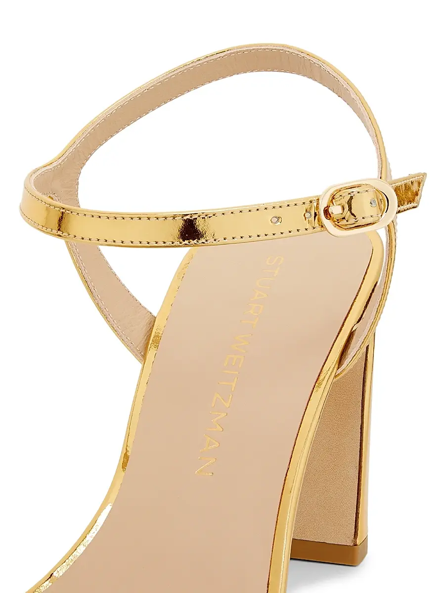 Stuart Weitzman Women's Babette 85MM Metallic Leather Sandals | Thumbnail 5 Stuart Weitzman Women's Babette 85MM Metallic Leather Sandals | Thumbnail 5