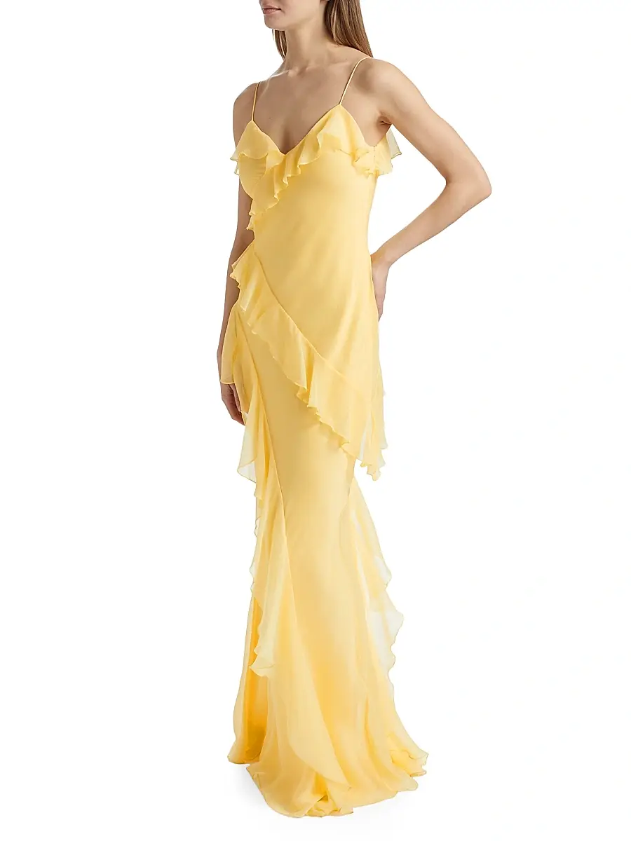 Amur Women's Sophia Chiffon Ruffle-Trim Gown | Thumbnail 4