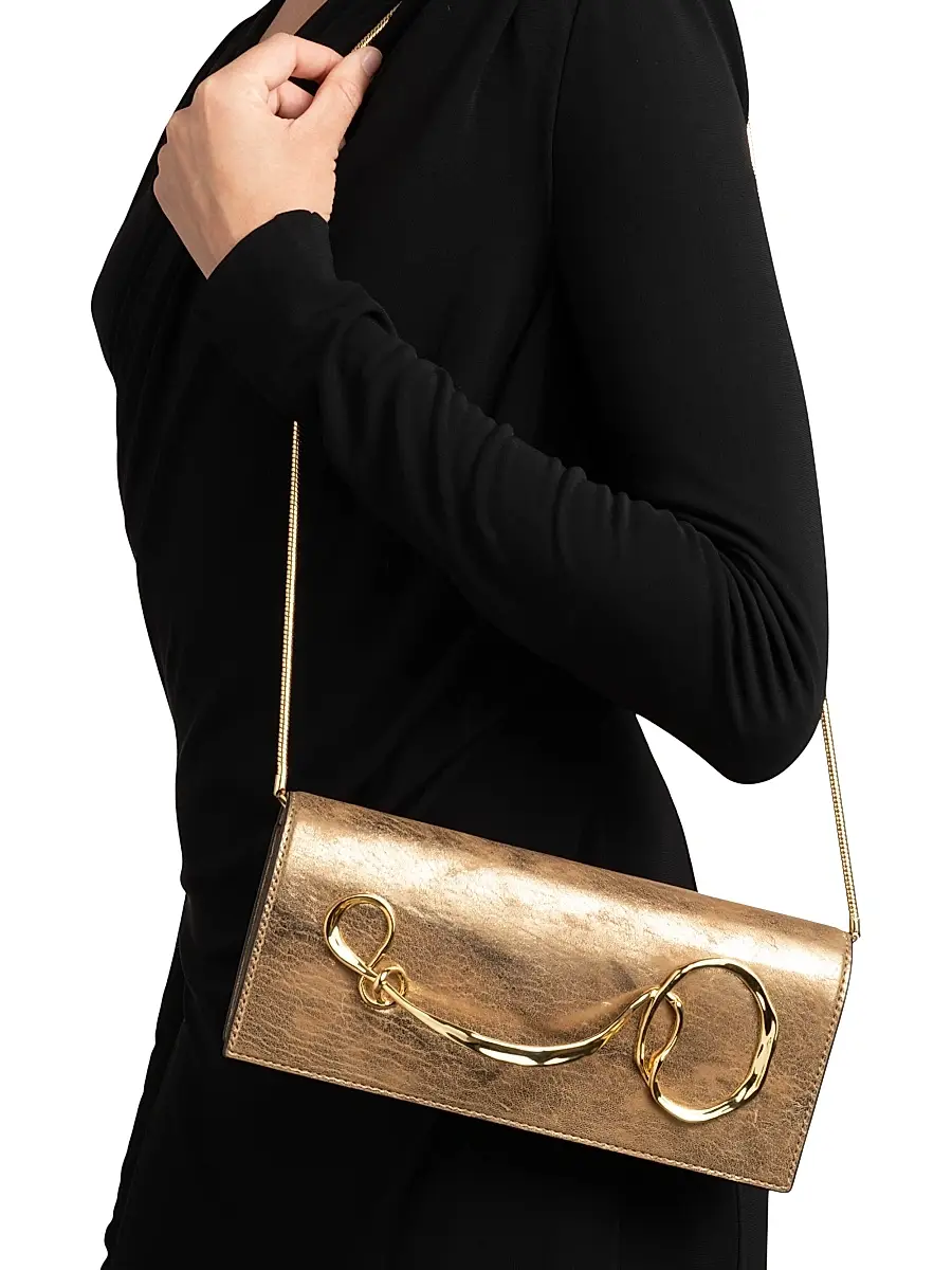 ALEXIS BITTAR Women's Twisted Handle Leather Clutch | Thumbnail 2 ALEXIS BITTAR Women's Twisted Handle Leather Clutch | Thumbnail 2