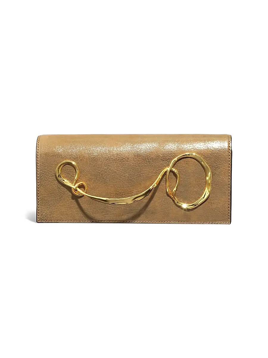 Alexis Bittar Women's Twisted Handle Leather Clutch - Antique Gold | Image 1 Alexis Bittar Women's Twisted Handle Leather Clutch - Antique Gold | Image 1