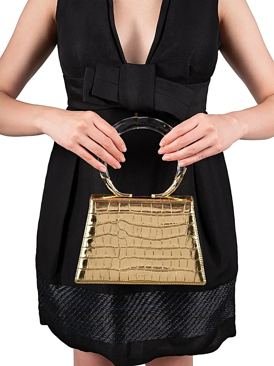 ALEXIS BITTAR Women's Liquid Lucite Croc-Embossed Leather Top-Handle Bag | Thumbnail 2 ALEXIS BITTAR Women's Liquid Lucite Croc-Embossed Leather Top-Handle Bag | Thumbnail 2