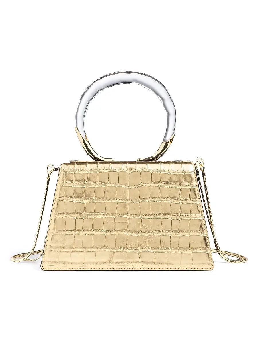 ALEXIS BITTAR Women's Liquid Lucite Croc-Embossed Leather Top-Handle Bag - Gold | Image 1 ALEXIS BITTAR Women's Liquid Lucite Croc-Embossed Leather Top-Handle Bag - Gold | Image 1
