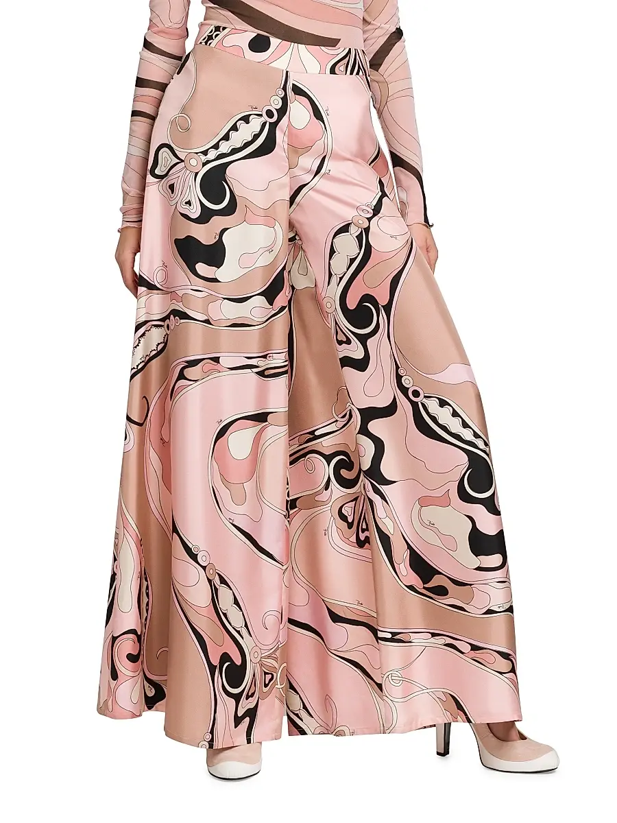 Pucci Women's Printed Silk Twill Wide-Leg Pants - Natural | Thumbnail 3 Pucci Women's Printed Silk Twill Wide-Leg Pants - Natural | Thumbnail 3
