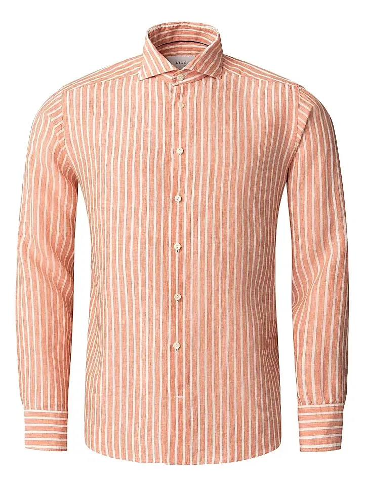 Men's Slim-Fit Striped Linen Shirt Men's Slim-Fit Striped Linen Shirt