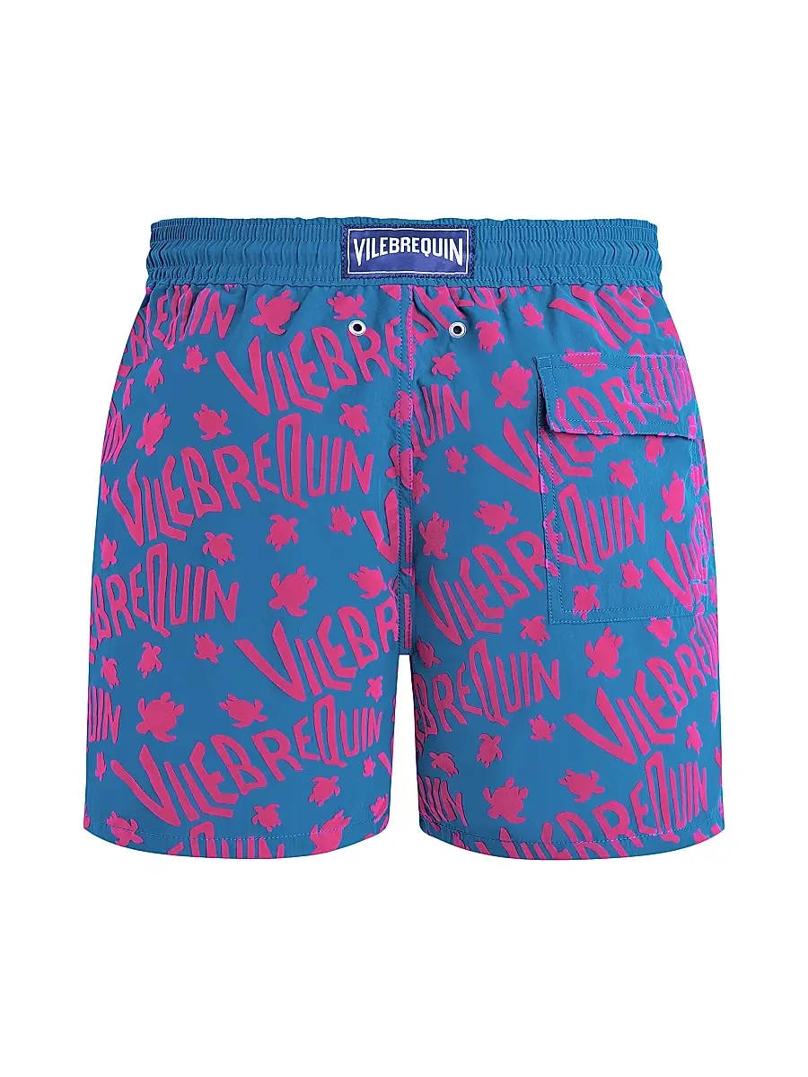 Vilebrequin Men's Ronde des Tortues Logo Flock Swim Shorts | Thumbnail 2