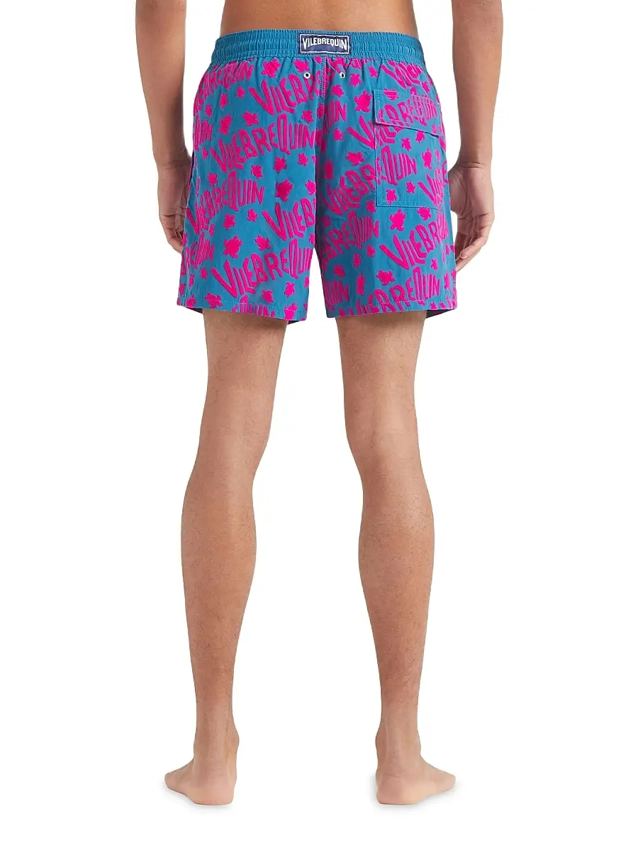 Vilebrequin Men's Ronde des Tortues Logo Flock Swim Shorts | Thumbnail 4
