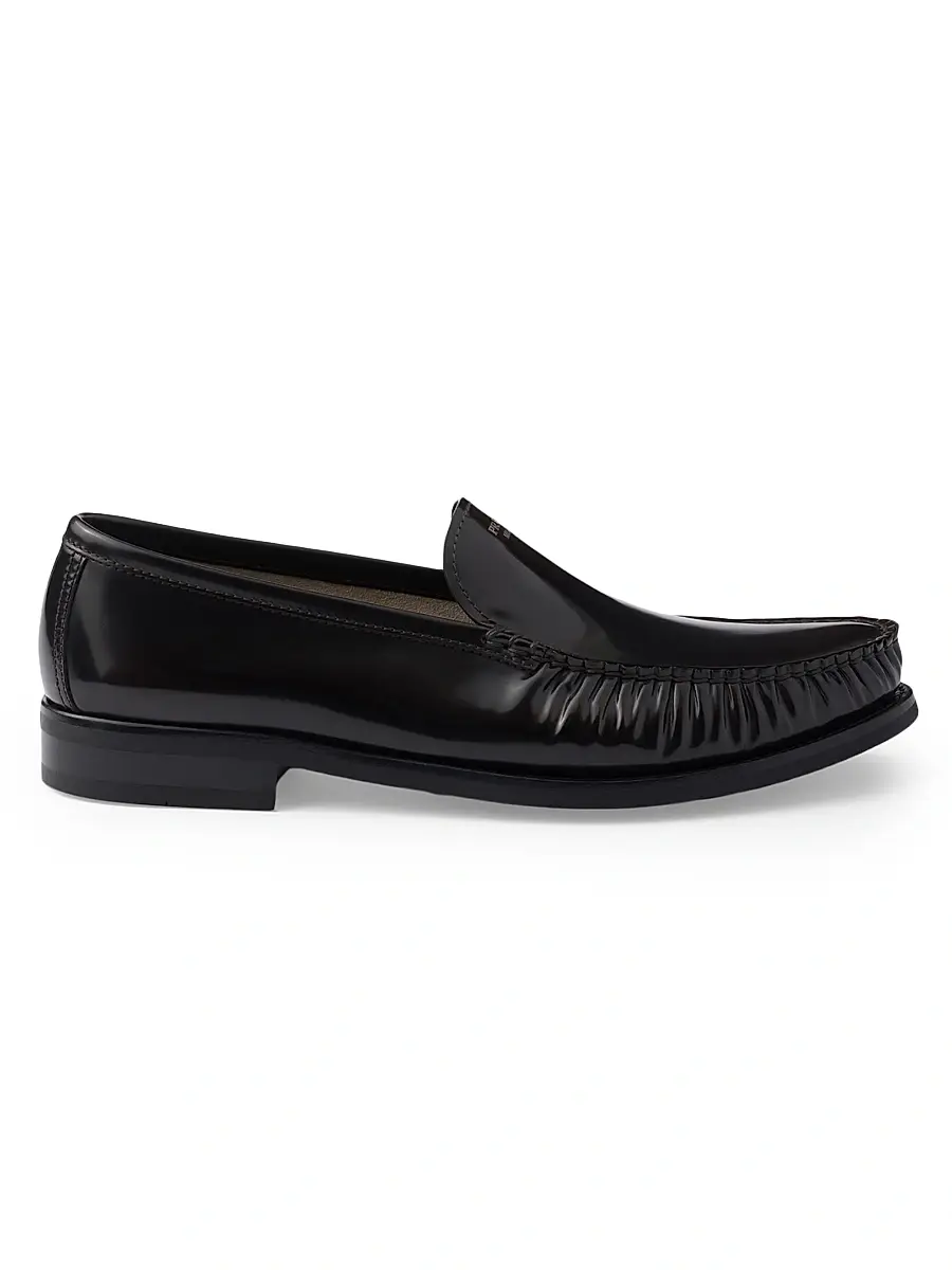 Prada Men's Brushed Leather Loafers - Brown Black | Image 1 Prada Men's Brushed Leather Loafers - Brown Black | Image 1